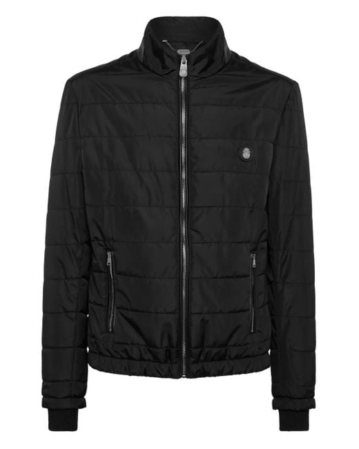 Billionaire Black Quilted Leather-Trimmed Jacket for men