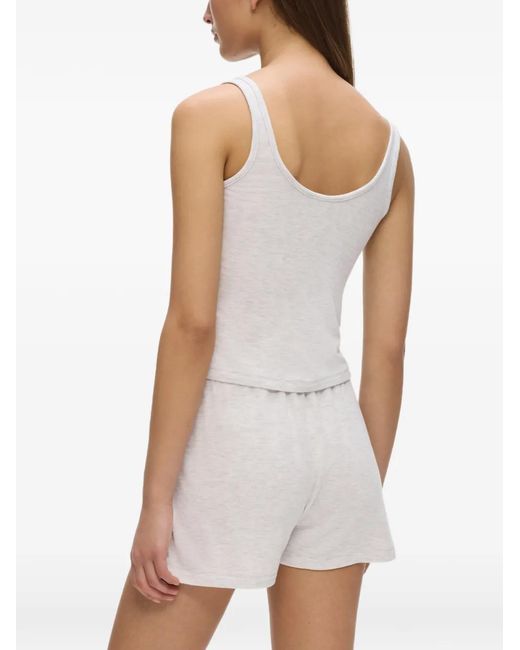 Karl Lagerfeld White Pearl-Embellished Cami Top