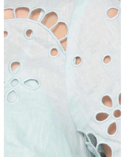 Zimmermann White Awaken Embroidered Blouse