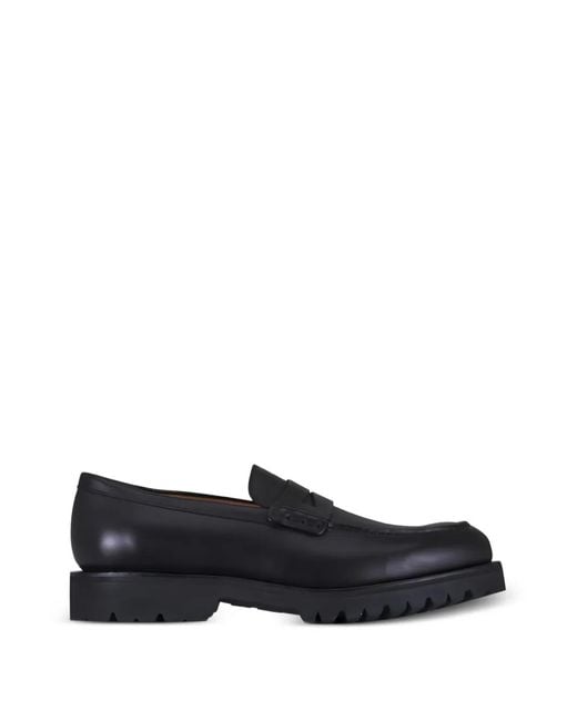 Heschung Black Leather Lug-Sole Loafers for men
