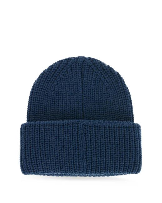 DSquared² Blue Logo-Patch Beanie Hat for men