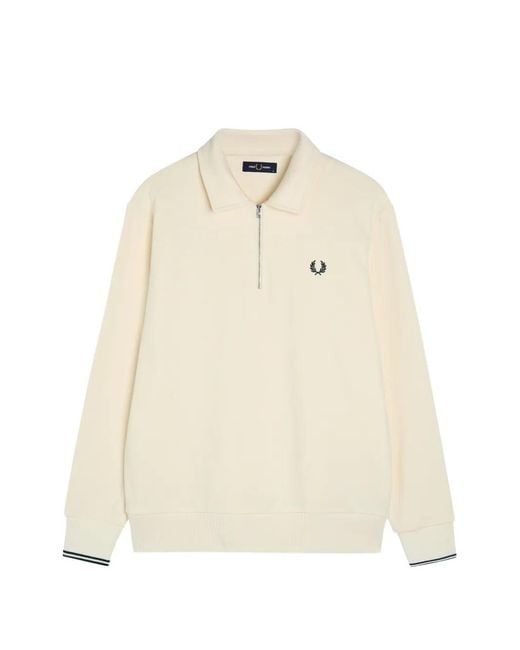 Fred Perry Natural Half-Zip Long-Sleeve Sweatshirt for men