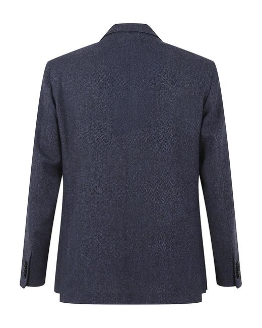 Tagliatore Blue Herringbone Double-Breasted Jacket for men