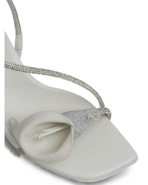 Cult Gaia White Rayna Floral-Appliqué Crystal-Embellished Sandals