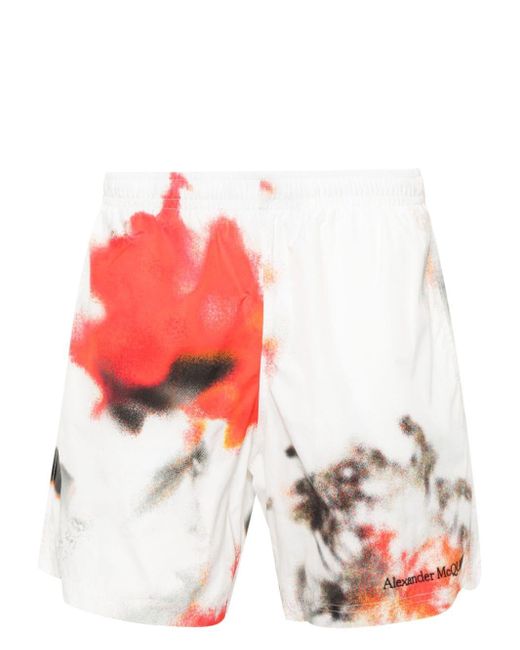 Alexander McQueen Obscured Flower Swim Shorts for men