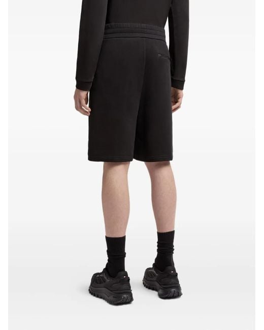 Moncler Black Elasticated-Waist Cotton Shorts for men