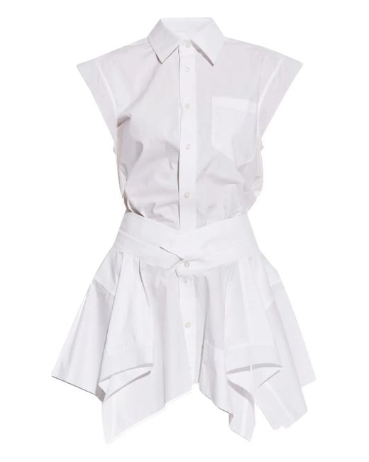 Alexander Wang White Button-Front Layered Shirt Dress
