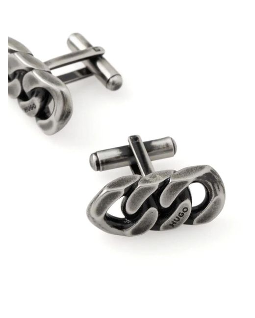 HUGO Metallic Logo-Charm Bracelet And Cufflinks Set for men