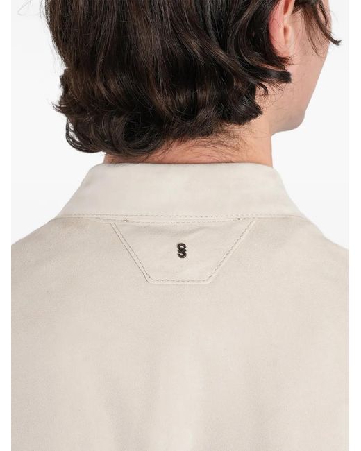 Salvatore Santoro Natural Suede-Finish Shirt Jacket for men