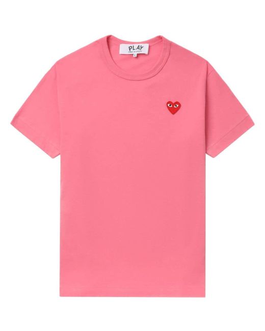 COMME DES GARÇONS PLAY Pink Logo-appliqué Cotton T-shirt