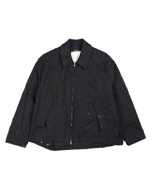 SONG FOR THE MUTE 　テーラード ジャケット Song For The Mute Pleated Zip Up Embroidered Jacket Black