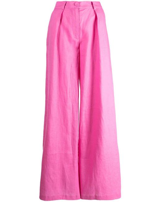 Cynthia Rowley High-Waist-Hose mit weitem Bein in Pink | Lyst DE