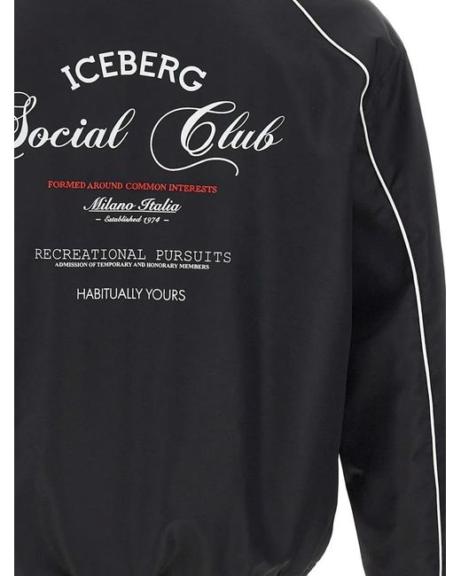 Iceberg Blue Logo-Detail Zip-Up Bomber Jacket for men
