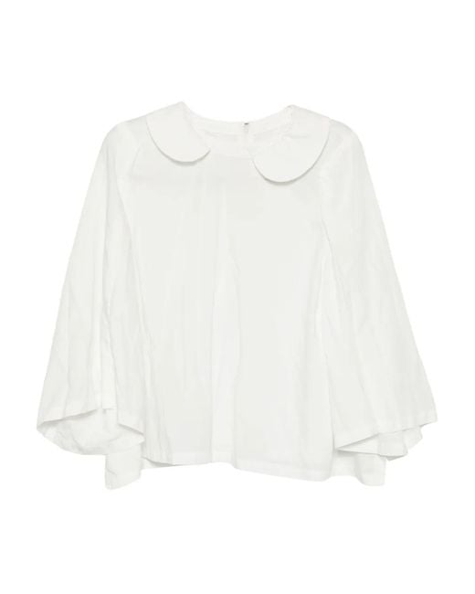 Comme des Garçons White Bluse Aus Popeline