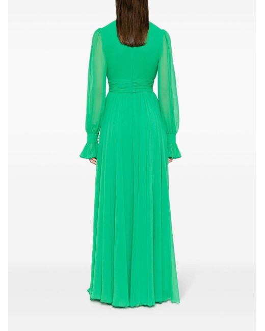 Blanca Vita Green Agastache Pleat-detail Dress