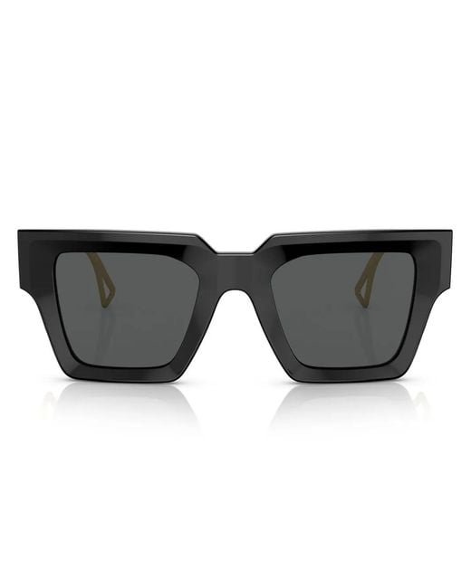 Versace Black Logo-Embossed Square-Frame Sunglasses