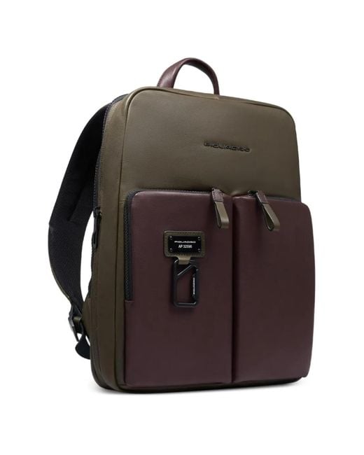 Piquadro Brown Sac À Dos En Cuir À Design Extensible for men
