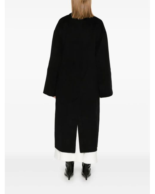 Loulou de Saison Black Notched-Lapels Coat