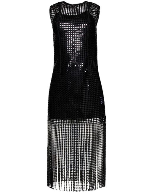 Christopher Esber Black Sequined Tassel Midi Dress