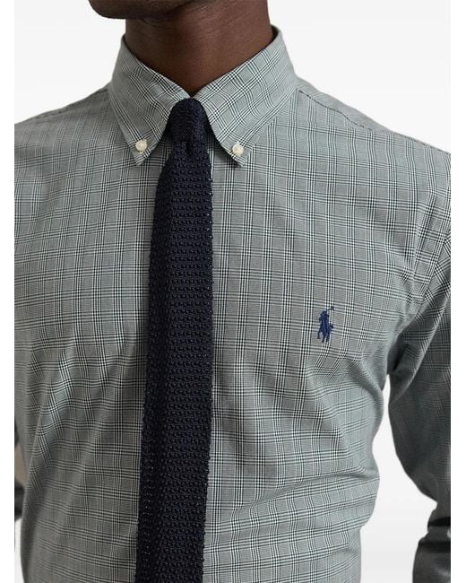 Polo Ralph Lauren Gray Check-Print Logo-Embroidered Shirt for men
