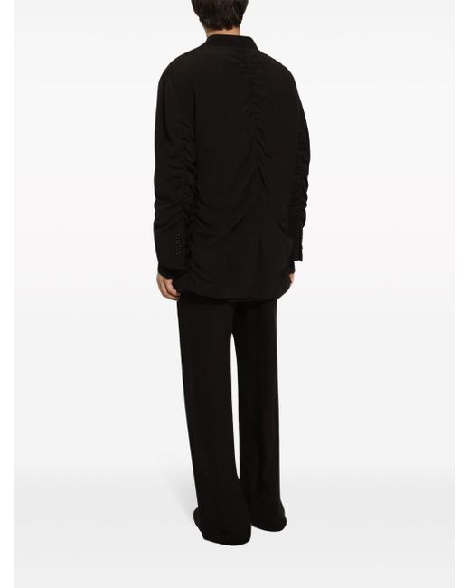 Dolce & Gabbana Black Long-sleeved Silk-blend Shirt for men