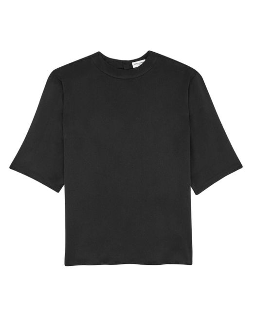 T-shirt en soie à col rond Saint Laurent pour homme en coloris Black