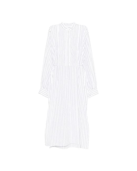 Jil Sander White Striped Midi Dress