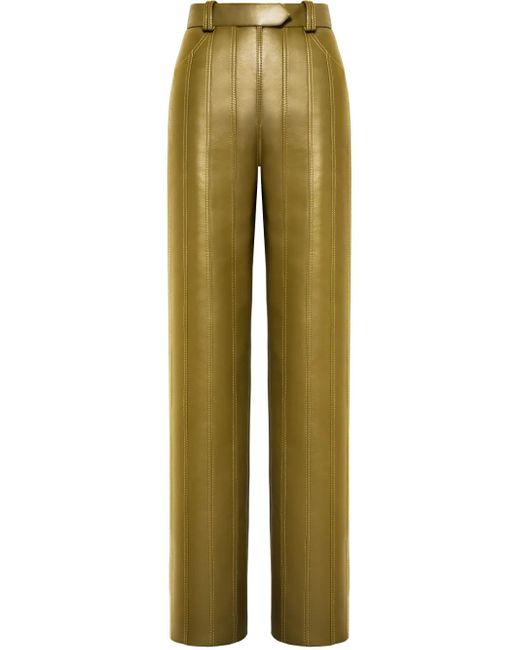 Aleksandre Akhalkatsishvili Green Faux-Leather Trousers