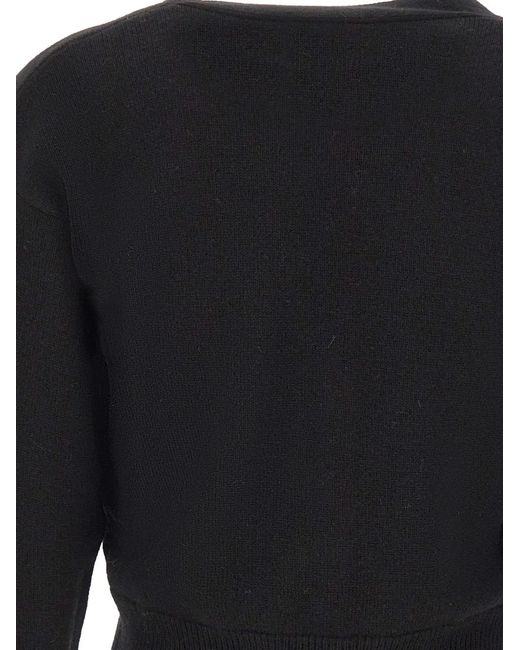 Kangra Black V-Neck Cropped Cardigan