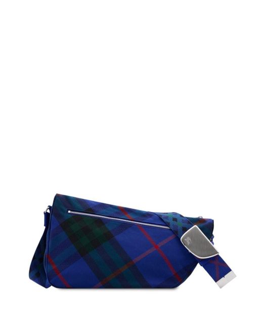 Burberry Blue Shield Tartan-check Shoulder Bag for men