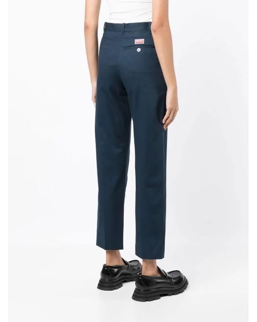 KENZO Blue Tailored Straight-Leg Trousers