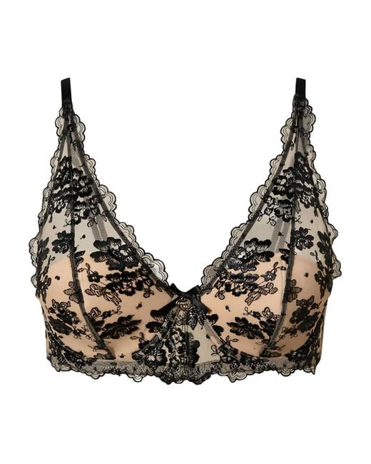 Twinset Black Embroidered-Tulle Bralette