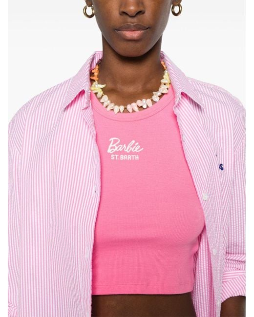 Mc2 Saint Barth Pink X Barbie Logo-embroidered Tank Top