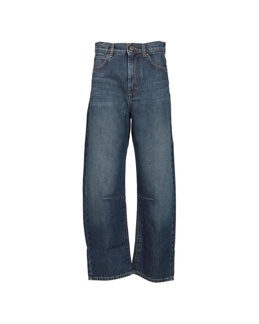 Weekend by Maxmara Blue Logo-Patch Straight Jeans