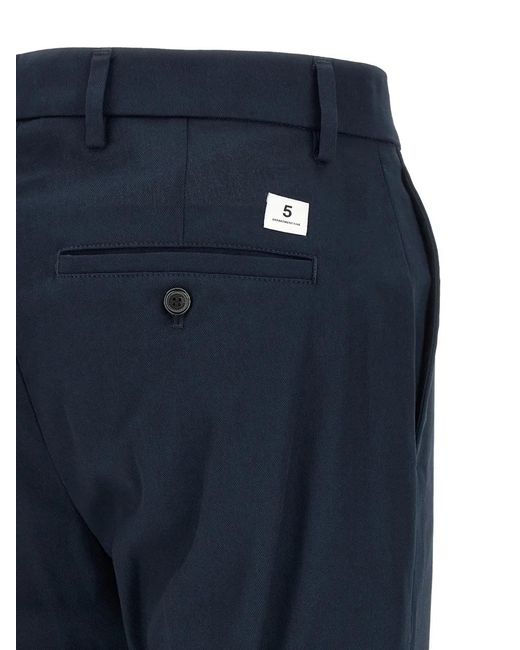 Department 5 Blue Logo-Patch Pleated Trousers for men