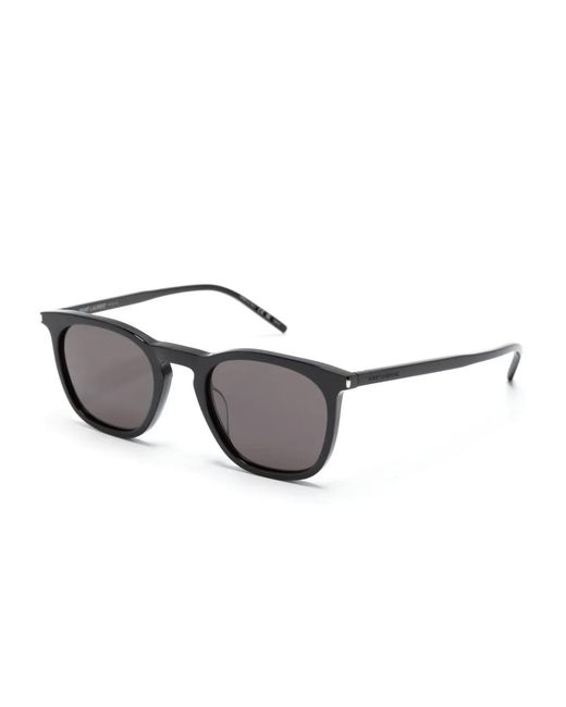 Saint Laurent Gray Matte-Effect Square-Frame Sunglasses