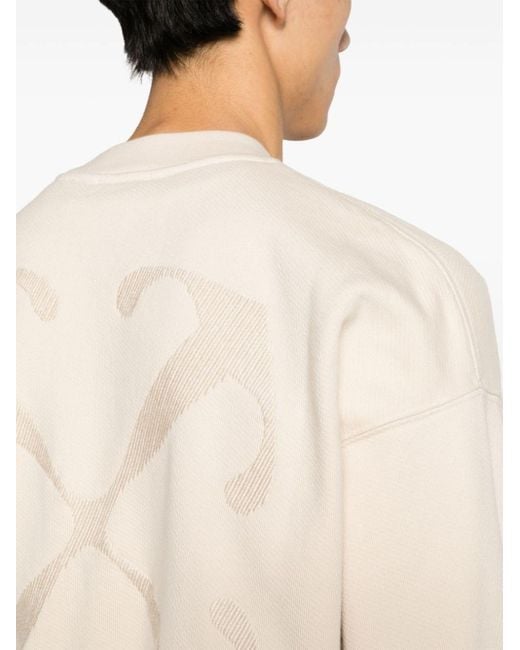 Off-White c/o Virgil Abloh Natural Neutral Arrow-embroidered Cotton Sweatshirt for men