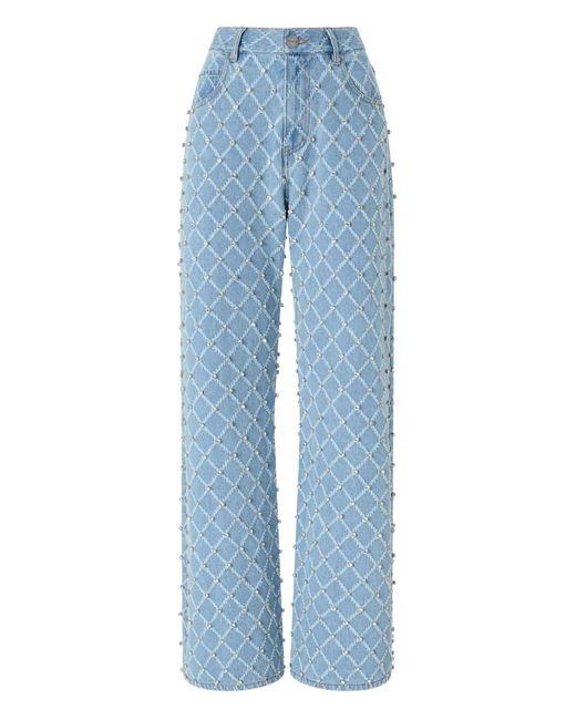 Pinko Blue Studded Lattice Jeans
