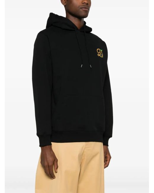 Drole de Monsieur Black Cotton Jersey Embroidered Hoodie for men