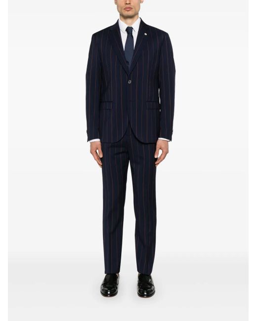 Manuel Ritz Blue Pinstriped Suit for men