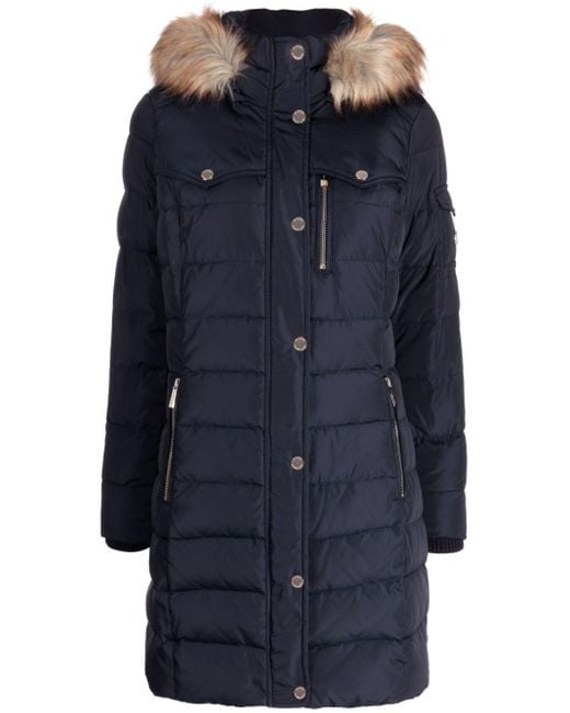 MICHAEL Michael Kors Hooded Puffer Coat in Blue Lyst UK
