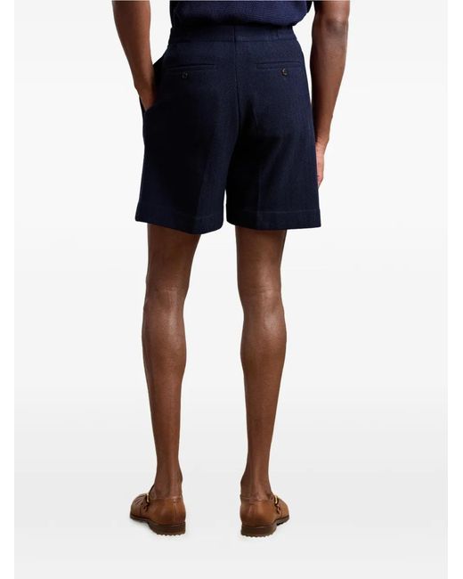 Ralph Lauren Blue Herringbone Pleated Shorts for men