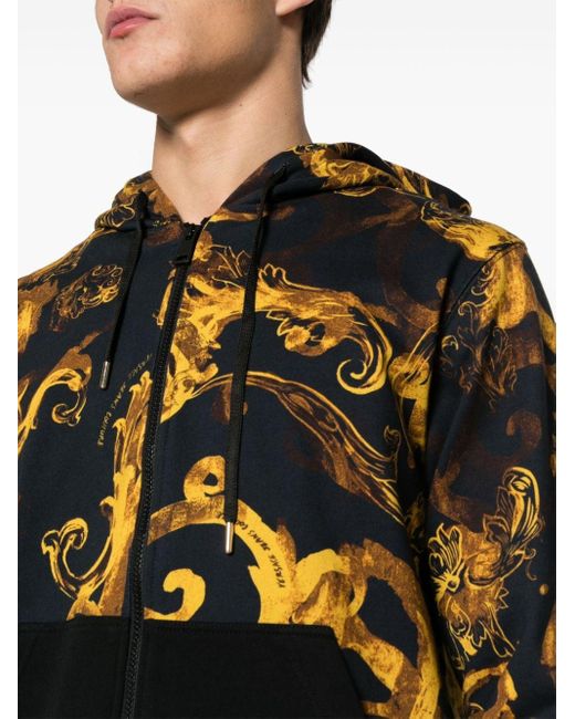 Versace Black Watercolour Couture Hooded Jacket for men