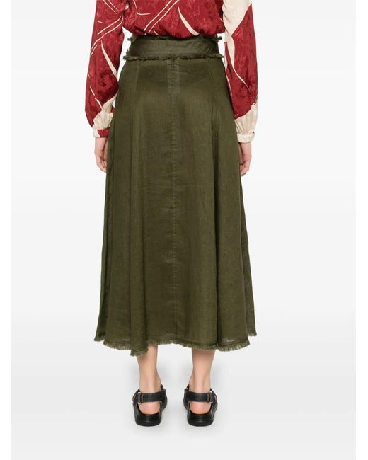 P.A.R.O.S.H. Green Linen Maxi Skirt