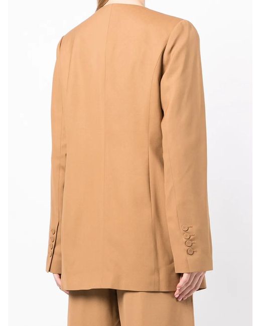 GOODIOUS Natural Double-Breasted V-Neck Coat