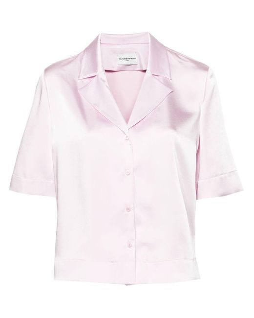 Claudie Pierlot Pink Short-sleeve Satin-finish Shirt