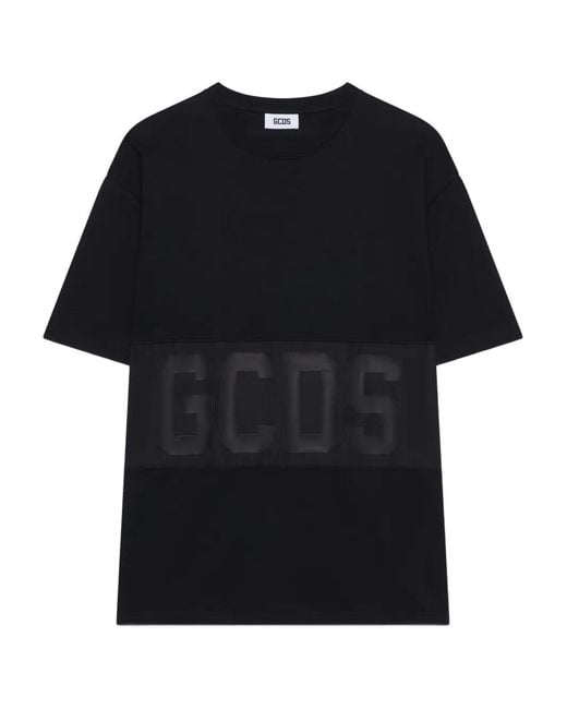 Camiseta con franja del logo Gcds de hombre de color Black