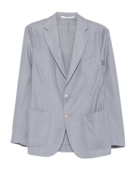 Eleventy Blue Patch-Pocket Single-Breasted Blazer for men