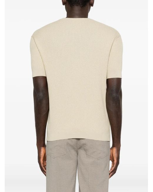 Emporio Armani Natural Knitted Short-Sleeve Sweater for men