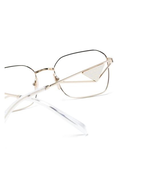 Prada Natural Triangle-Logo Square-Frame Glasses